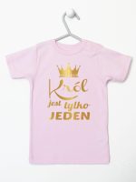 król jest tylko jeden nadruk złoty koszulka z krótkim rękawem kolor różowy 232 król jest tylko jeden nadruk złoty koszulka z krótkim rękawem kolor różowy 232