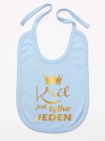 król jest tylko jeden nadruk złoty śliniak niemowlęcy kolor błękitny 232 król jest tylko jeden nadruk złoty śliniak niemowlęcy kolor błękitny 232