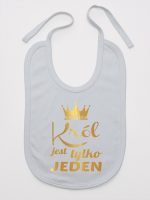 król jest tylko jeden nadruk złoty śliniak niemowlęcy kolor szary 232 król jest tylko jeden nadruk złoty śliniak niemowlęcy kolor szary 232