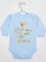 królowa jest tylko jedna nadruk złoty body z długim rękawem kolor błękitny 231 królowa jest tylko jedna nadruk złoty body z długim rękawem kolor błękitny 231