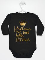 królowa jest tylko jedna nadruk złoty body z długim rękawem kolor czarny 231 królowa jest tylko jedna nadruk złoty body z długim rękawem kolor czarny 231