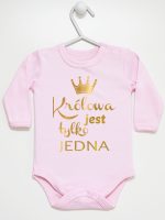 królowa jest tylko jedna nadruk złoty body z długim rękawem kolor różowy 231 królowa jest tylko jedna nadruk złoty body z długim rękawem kolor różowy 231