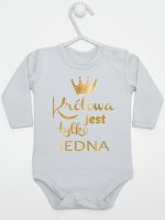 królowa jest tylko jedna nadruk złoty body z długim rękawem kolor szary 231 królowa jest tylko jedna nadruk złoty body z długim rękawem kolor szary 231