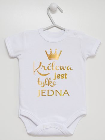 królowa jest tylko jedna nadruk złoty body z krótkim rękawem kolor biały 231