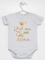 królowa jest tylko jedna nadruk złoty body z krótkim rękawem kolor szary 231 królowa jest tylko jedna nadruk złoty body z krótkim rękawem kolor szary 231