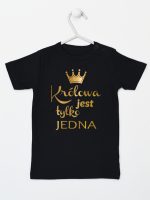 królowa jest tylko jedna nadruk złoty koszulka z krótkim rękawem kolor czarny 231 królowa jest tylko jedna nadruk złoty koszulka z krótkim rękawem kolor czarny 231