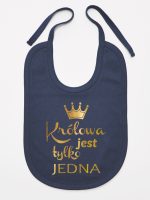 królowa jest tylko jedna nadruk złoty śliniak niemowlęcy kolor granatowy 231 królowa jest tylko jedna nadruk złoty śliniak niemowlęcy kolor granatowy 231