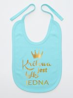 królowa jest tylko jedna nadruk złoty śliniak niemowlęcy kolor miętowy 231 królowa jest tylko jedna nadruk złoty śliniak niemowlęcy kolor miętowy 231