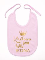 królowa jest tylko jedna nadruk złoty śliniak niemowlęcy kolor różowy 231 królowa jest tylko jedna nadruk złoty śliniak niemowlęcy kolor różowy 231