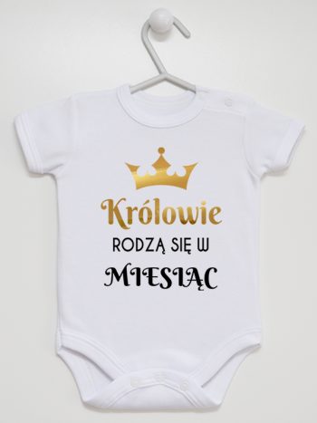 królowie rodzą się w body z krótkim rękawem kolor biały 225