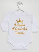 księżniczka tatusia z imieniem dziecka body z długim rękawem kolor biały 239 księżniczka tatusia z imieniem dziecka body z długim rękawem kolor biały 239