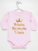 księżniczka tatusia z imieniem dziecka body z długim rękawem kolor różowy 239 księżniczka tatusia z imieniem dziecka body z długim rękawem kolor różowy 239