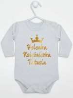księżniczka tatusia z imieniem dziecka body z długim rękawem kolor szary 239 księżniczka tatusia z imieniem dziecka body z długim rękawem kolor szary 239
