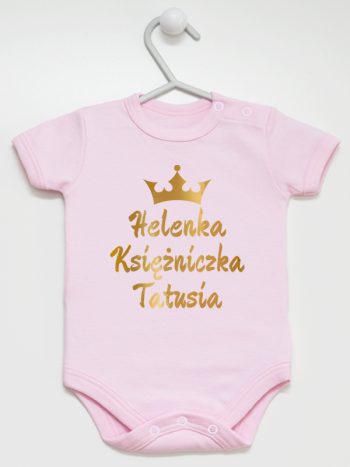 księżniczka tatusia z imieniem dziecka body z krótkim rękawem kolor różowy 239