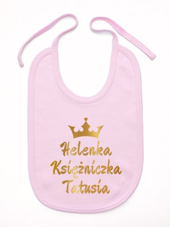 księżniczka tatusia z imieniem dziecka śliniak niemowlęcy kolor różowy 239