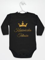 księżniczka tatusia z koroną nadruk złoty body z długim rękawem kolor czarny 240 księżniczka tatusia z koroną nadruk złoty body z długim rękawem kolor czarny 240