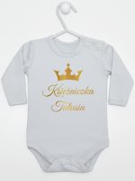 księżniczka tatusia z koroną nadruk złoty body z długim rękawem kolor szary 240 księżniczka tatusia z koroną nadruk złoty body z długim rękawem kolor szary 240
