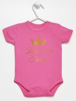 księżniczka tatusia z koroną nadruk złoty body z krótkim rękawem kolor ciemny rózowy 240 księżniczka tatusia z koroną nadruk złoty body z krótkim rękawem kolor ciemny rózowy 240