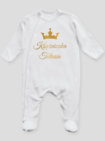 księżniczka tatusia z koroną nadruk złoty pajacyk śpioszek ze stópkami 240