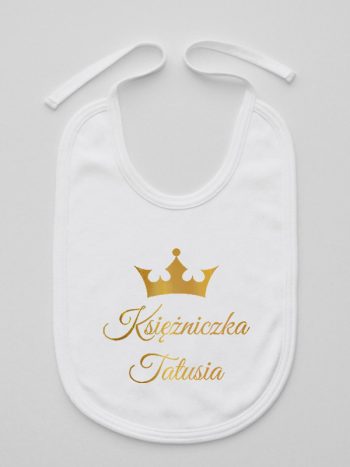 księżniczka tatusia z koroną nadruk złoty śliniak niemowlęcy kolor biały 240