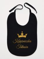 księżniczka tatusia z koroną nadruk złoty śliniak niemowlęcy kolor czarny 240 księżniczka tatusia z koroną nadruk złoty śliniak niemowlęcy kolor czarny 240