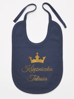 księżniczka tatusia z koroną nadruk złoty śliniak niemowlęcy kolor granatowy 240 księżniczka tatusia z koroną nadruk złoty śliniak niemowlęcy kolor granatowy 240