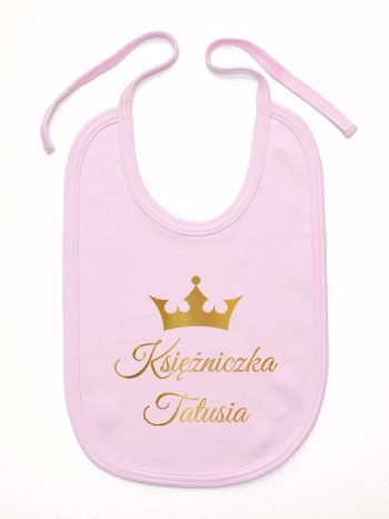 księżniczka tatusia z koroną nadruk złoty śliniak niemowlęcy kolor różowy 240