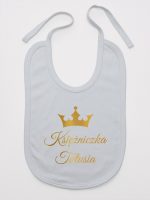 księżniczka tatusia z koroną nadruk złoty śliniak niemowlęcy kolor szary 240 księżniczka tatusia z koroną nadruk złoty śliniak niemowlęcy kolor szary 240