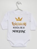 księżniczki rodzą się w body z długim rękawem kolor biały 224