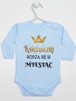 księżniczki rodzą się w body z długim rękawem kolor błękitny 224