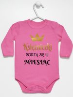 księżniczki rodzą się w body z długim rękawem kolor ciemny różowy 224
