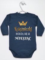 księżniczki rodzą się w body z długim rękawem kolor granatowy 224