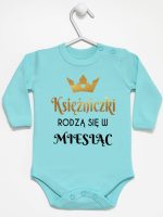 księżniczki rodzą się w body z długim rękawem kolor miętowy 224