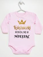 księżniczki rodzą się w body z długim rękawem kolor różowy 224