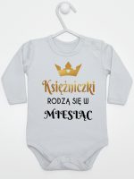 księżniczki rodzą się w body z długim rękawem kolor szary 224