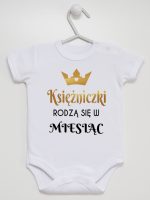 księżniczki rodzą się w body z krótkim rękawem kolor biały 224