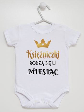 księżniczki rodzą się w body z krótkim rękawem kolor biały 224