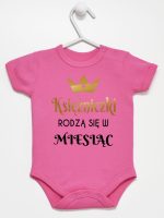 księżniczki rodzą się w body z krótkim rękawem kolor ciemny rózowy 224