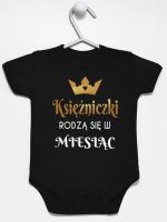 księżniczki rodzą się w body z krótkim rękawem kolor czarny 224