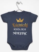 księżniczki rodzą się w body z krótkim rękawem kolor granatowy 224