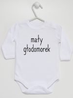 mały głodomorek body z długim rękawem kolor biały 124