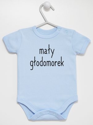 mały głodomorek body z krótkim rękawem kolor błękitny 124