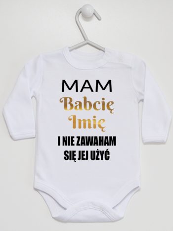 mam babcię i nie zawaham się jej użyć body z długim rękawem kolor biały 183