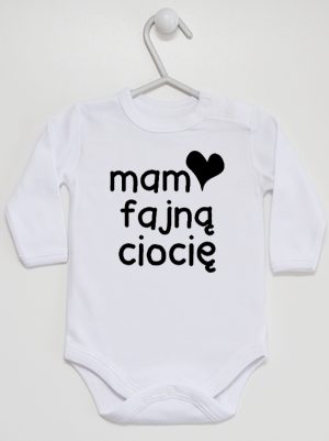 mam fajną ciocię body z długim rękawem kolor biały 080