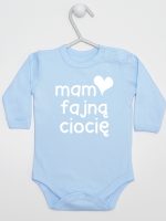 mam fajną ciocię body z długim rękawem kolor błękitny 080 mam fajną ciocię body z długim rękawem kolor błękitny 080