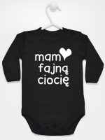 mam fajną ciocię body z długim rękawem kolor czarny 080 mam fajną ciocię body z długim rękawem kolor czarny 080