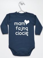 mam fajną ciocię body z długim rękawem kolor granatowy 080 mam fajną ciocię body z długim rękawem kolor granatowy 080