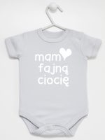 mam fajną ciocię body z krótkim rękawem kolor szary 080 mam fajną ciocię body z krótkim rękawem kolor szary 080