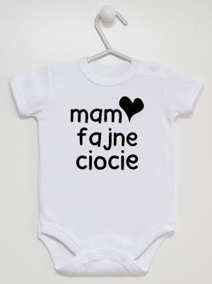 mam fajne ciocie body z krótkim rękawem kolor biały 136