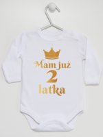 mam już dwa latka nadruk złoty body z długim rękawem kolor biały 158